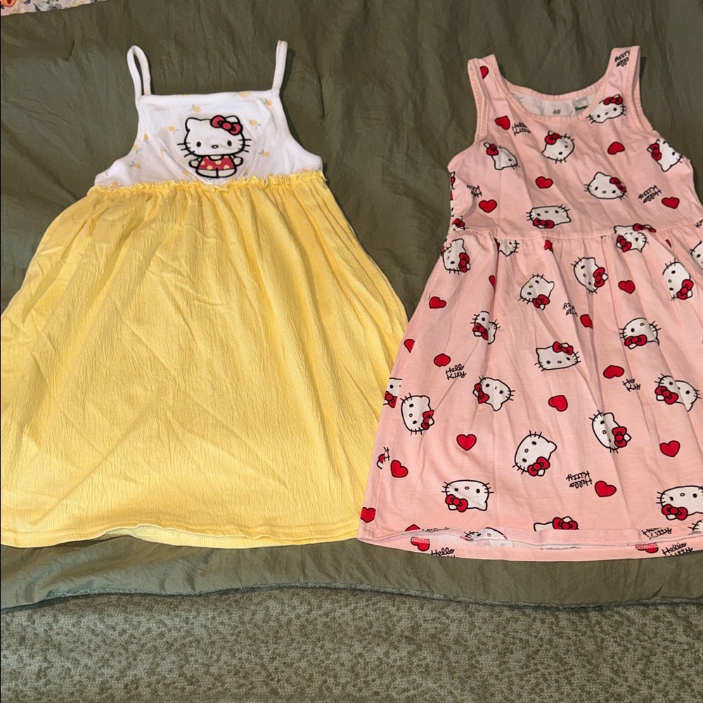 Hello Kitty Yellow and Pink Kids Dresses